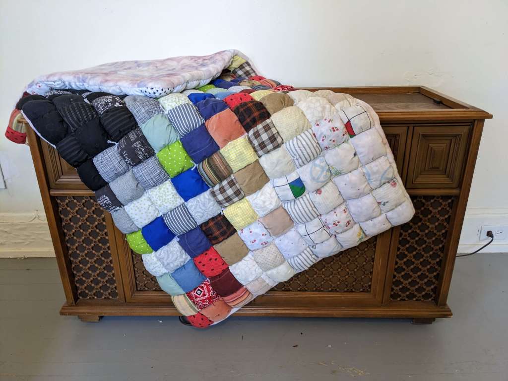 'Puff Quilt' made and stuffed with scrap fabrics